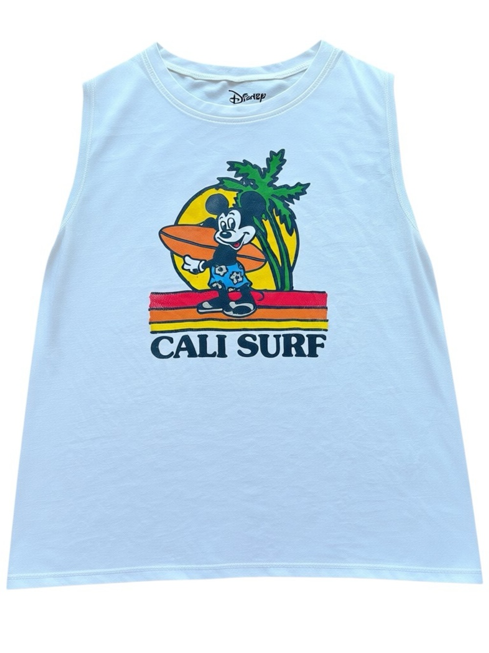Y2K Disney Muscle Tank Vintage Graphic Tee Mickey Mouse Cali Surf Disney Adult M